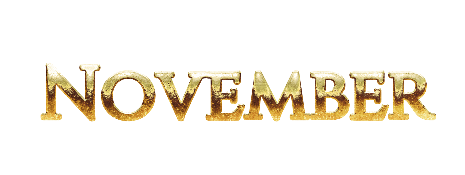 November png, word November png, November word png, November text png, November letters png, November word gold text typography PNG images transparent background